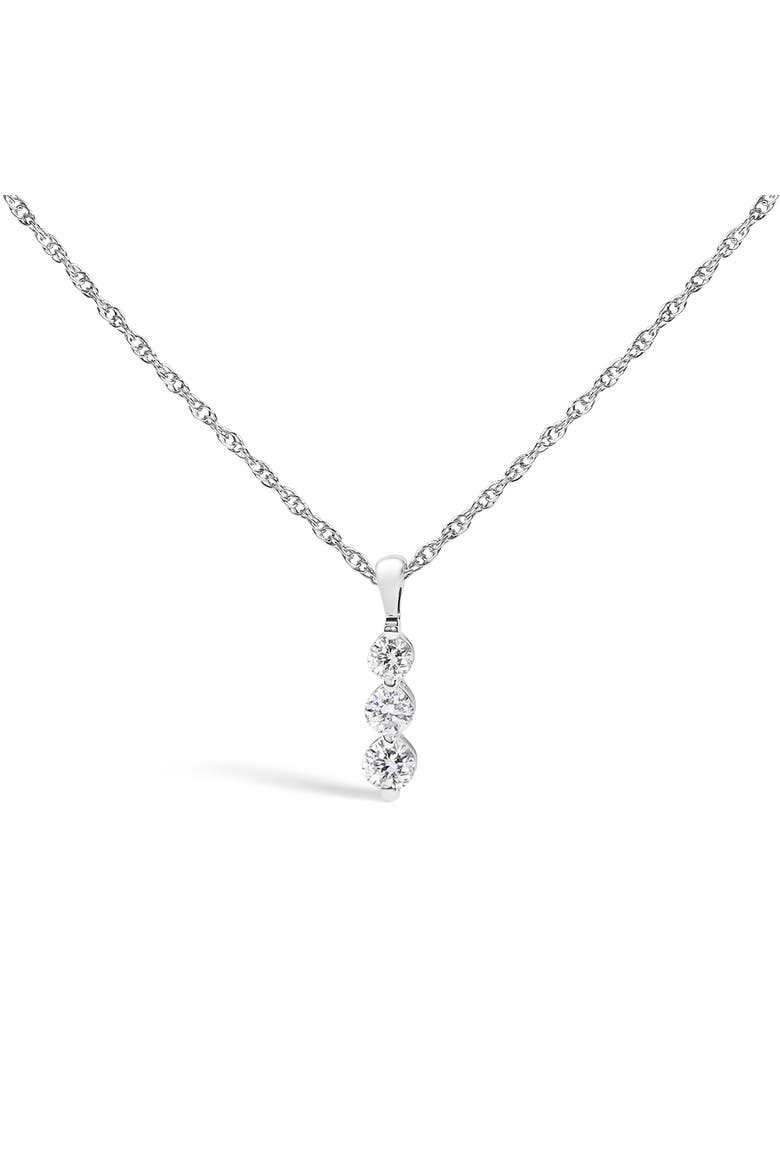 Silver 1/7 Cttw Lab Grown Diamond Three Stone Diamond Pendant Necklace, Main, color, White