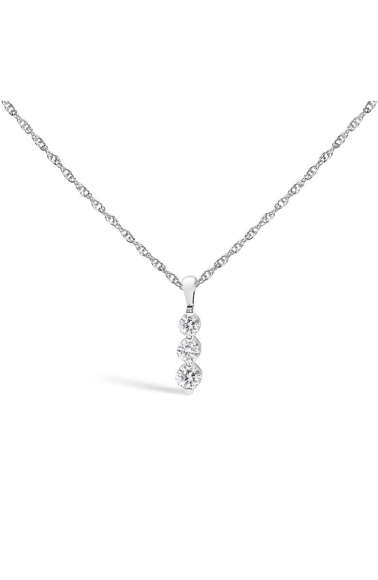Haus of Brilliance Silver 1/7 Cttw Lab Grown Diamond Three Stone Diamond Pendant Necklace, Main, color, White