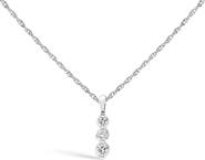 Haus of Brilliance Silver 1/7 Cttw Lab Grown Diamond Three Stone Diamond Pendant Necklace