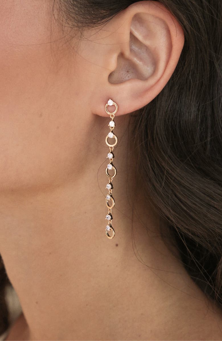 Ettika Cubic Zirconia Linear Drop Earrings, Alternate, color, Gold