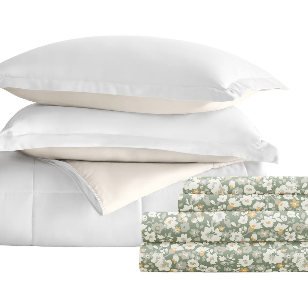 Homespun 7-piece Assorted Reversible Comforter Set In White