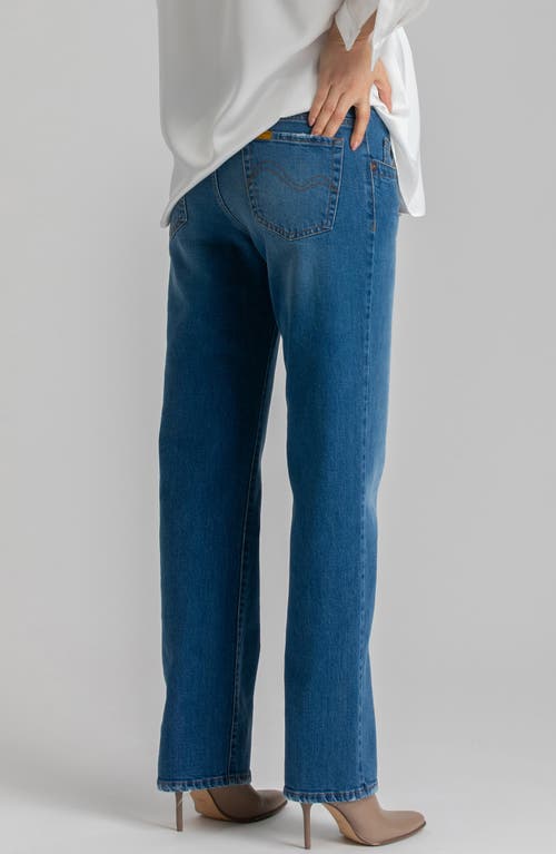 Pietro Brunelli High Waist Straight Leg Maternity Jeans In Medium Blue