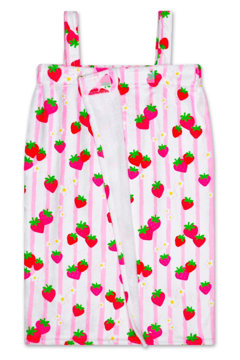 Kids' Strawberry Stripes Spa Wrap, Alternate, color, PINK MULTI