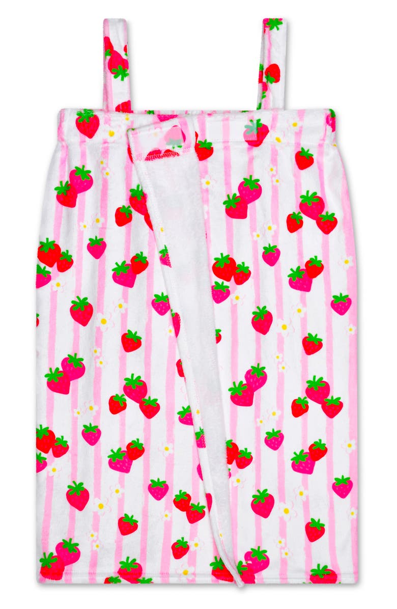 Iscream Kids' Strawberry Stripes Spa Wrap, Alternate, color, Pink Multi