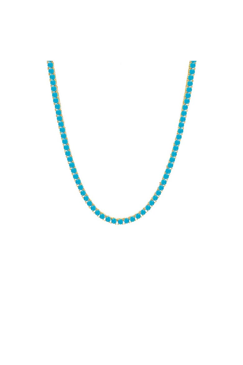 Colored CZ Tennis Necklace, Main, color, Turquoise - 16 Inch / 3 MM