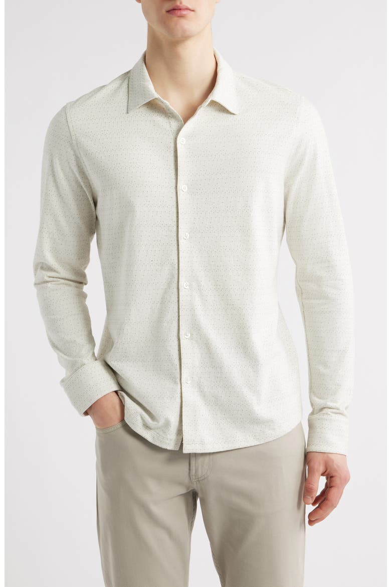 Roddy Cotton Knit Button-Up Shirt, Main, color, LIGHT OLIVE