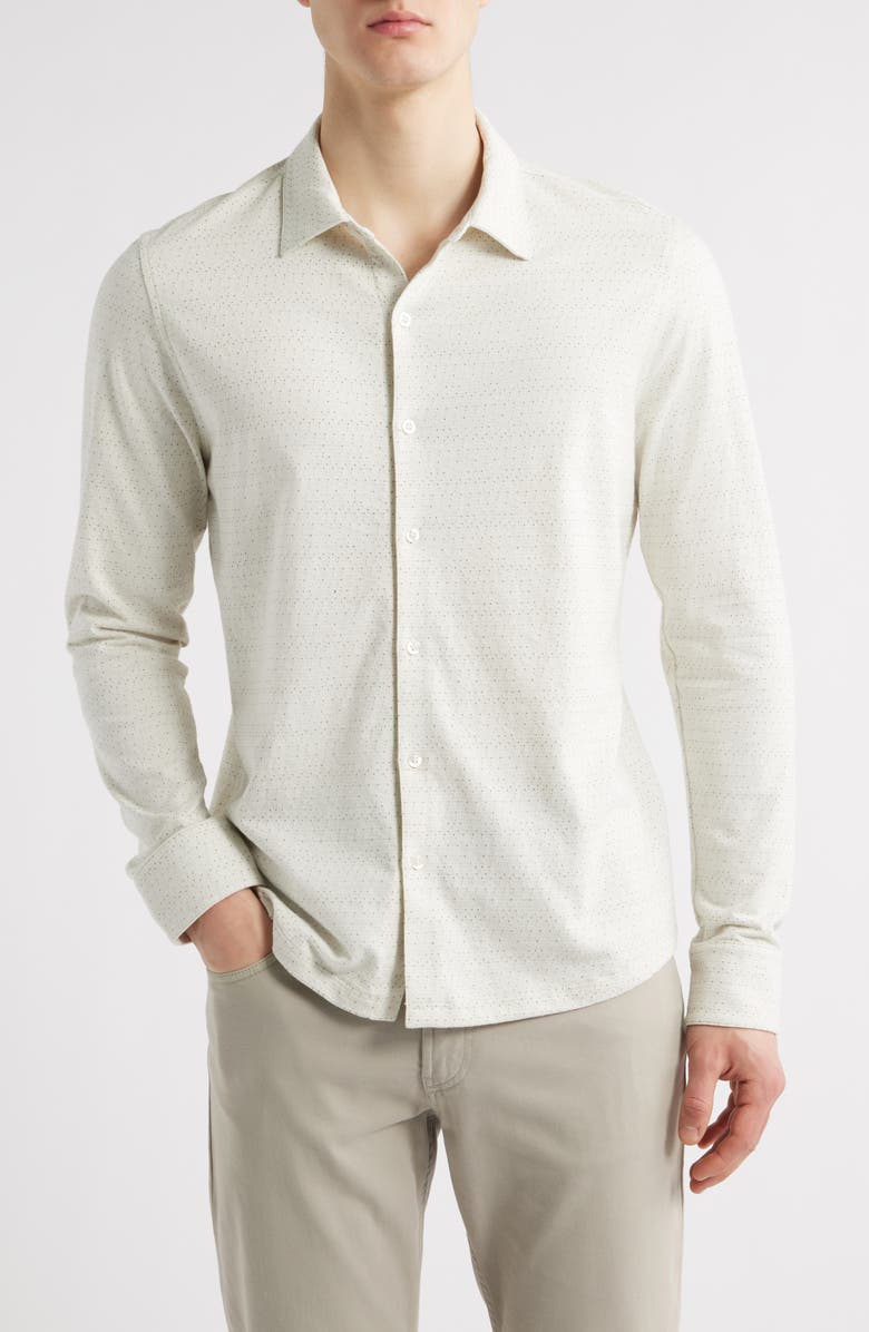 Robert Barakett Roddy Cotton Knit Button-Up Shirt, Main, color, Light Olive