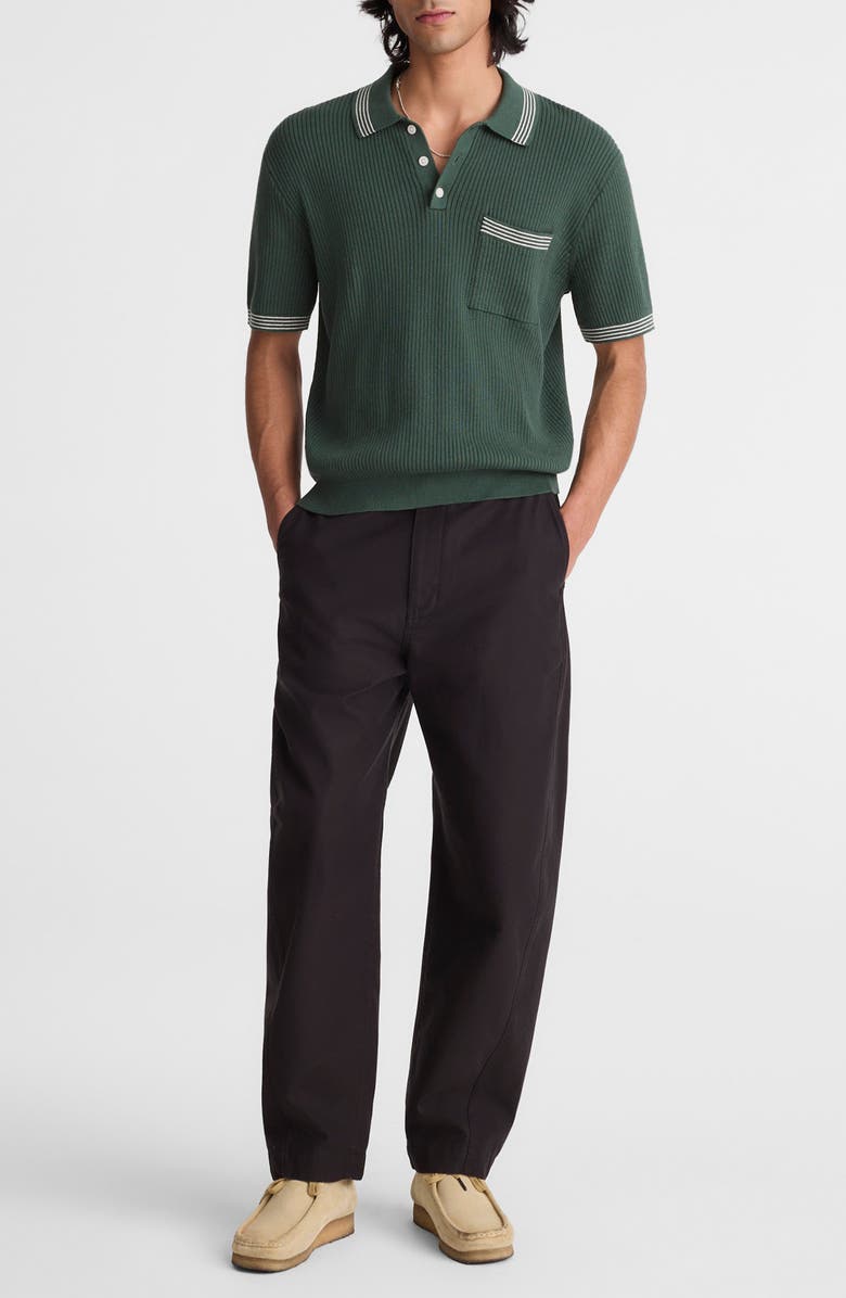 Madewell Tipped Sweater Polo, Alternate, color, Botanical Green