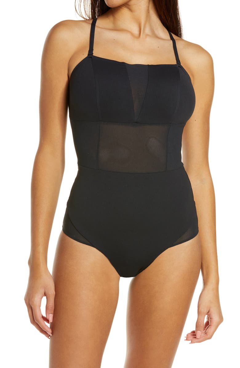 ITEM m6 Mesh Detail Open Back Bodysuit, Main, color,