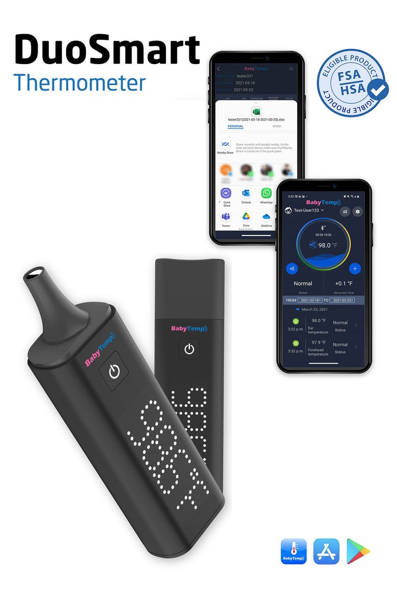 Baby Temperature DuoSmart Thermometer, Alternate, color, BLACK