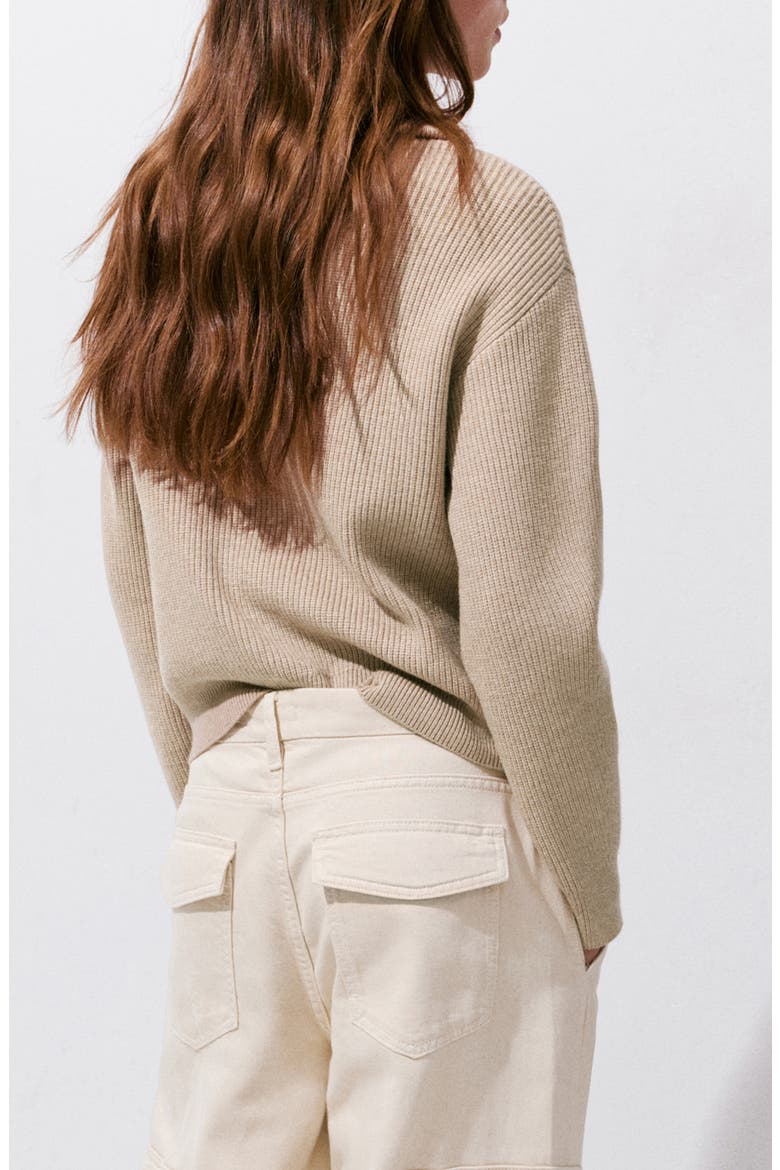 Quarter Zip Sweater, Alternate, color, MEDIUM BROWN
