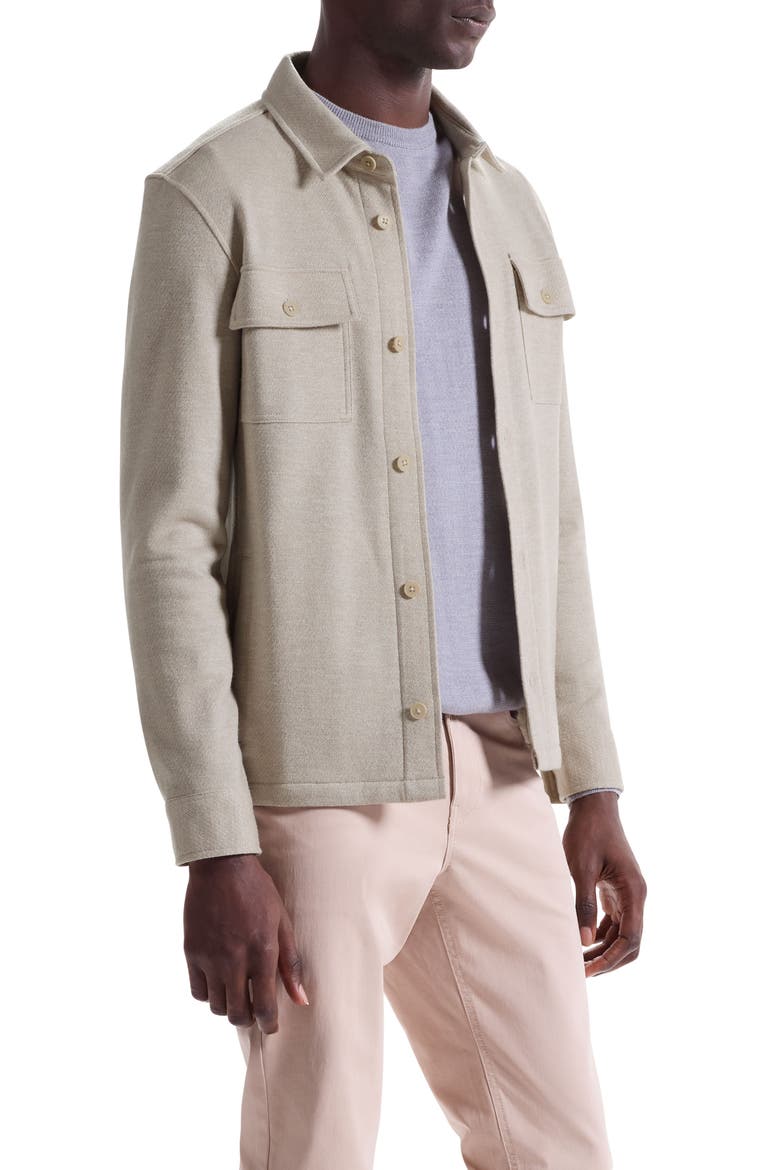 Slub Knit Wool & Cotton Button-Up Shirt Jacket, Alternate, color, COBBLESTONE