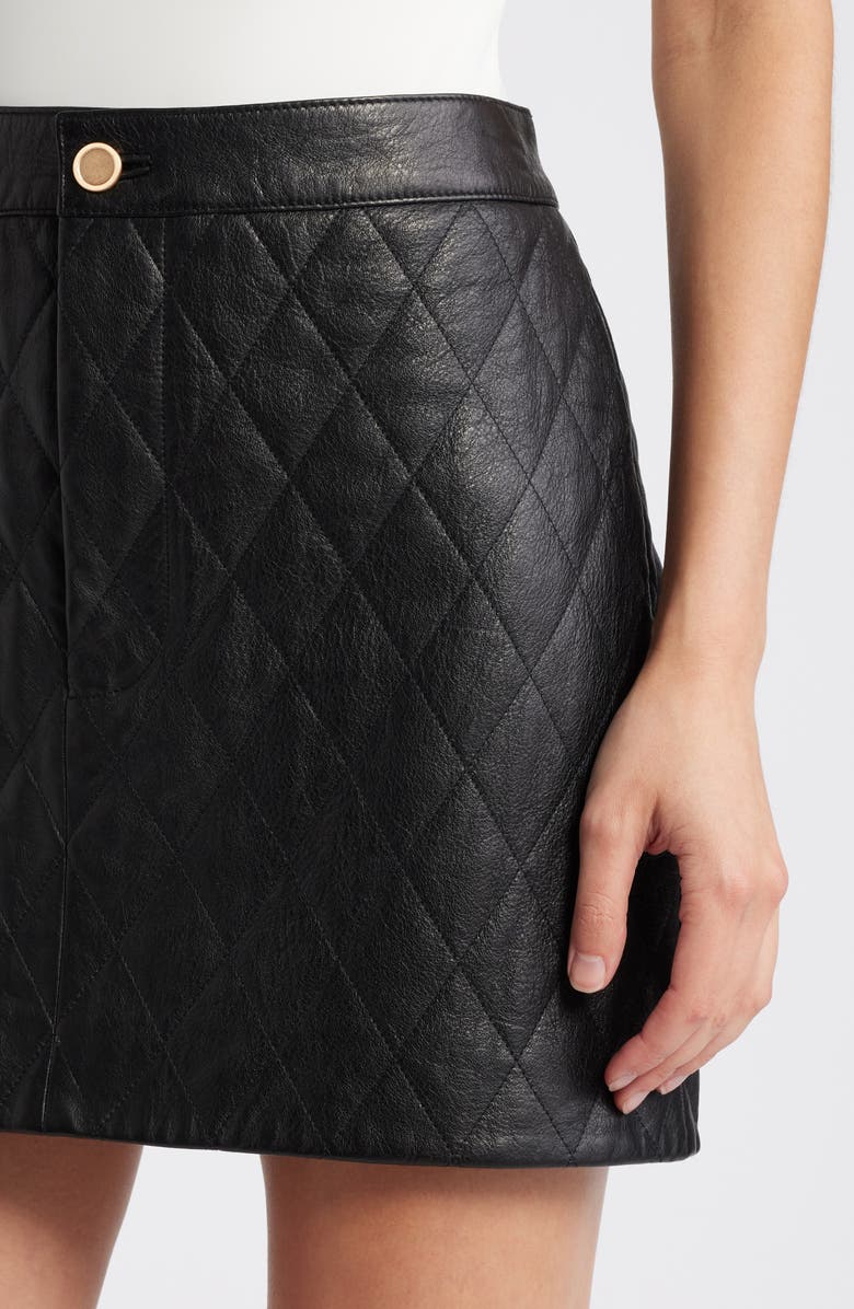 FRAME Quilted Leather Miniskirt, Alternate, color, Black