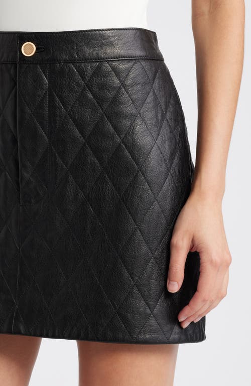 Shop Frame Quilted Leather Miniskirt In Black