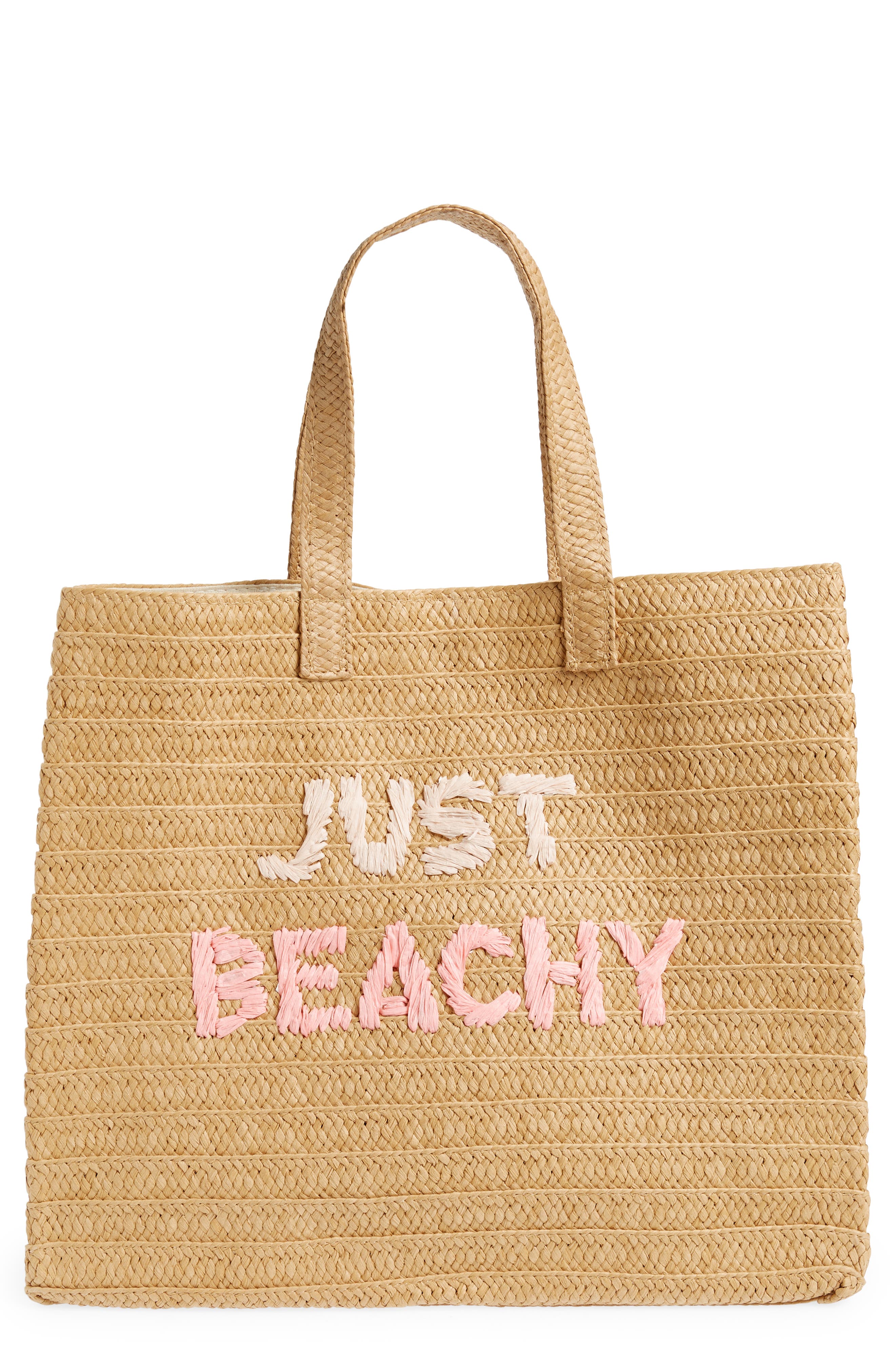 BTB Los Angeles Just Beachy Straw Tote, Main, color, 