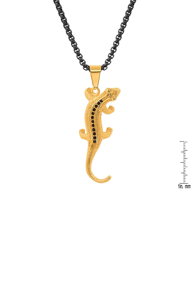 HMY JEWELRY 18k Gold Plated Stainless Steel Two Tone Simulated Diamond Lizard Pendant Necklace, Alternate, color, TWO TONE