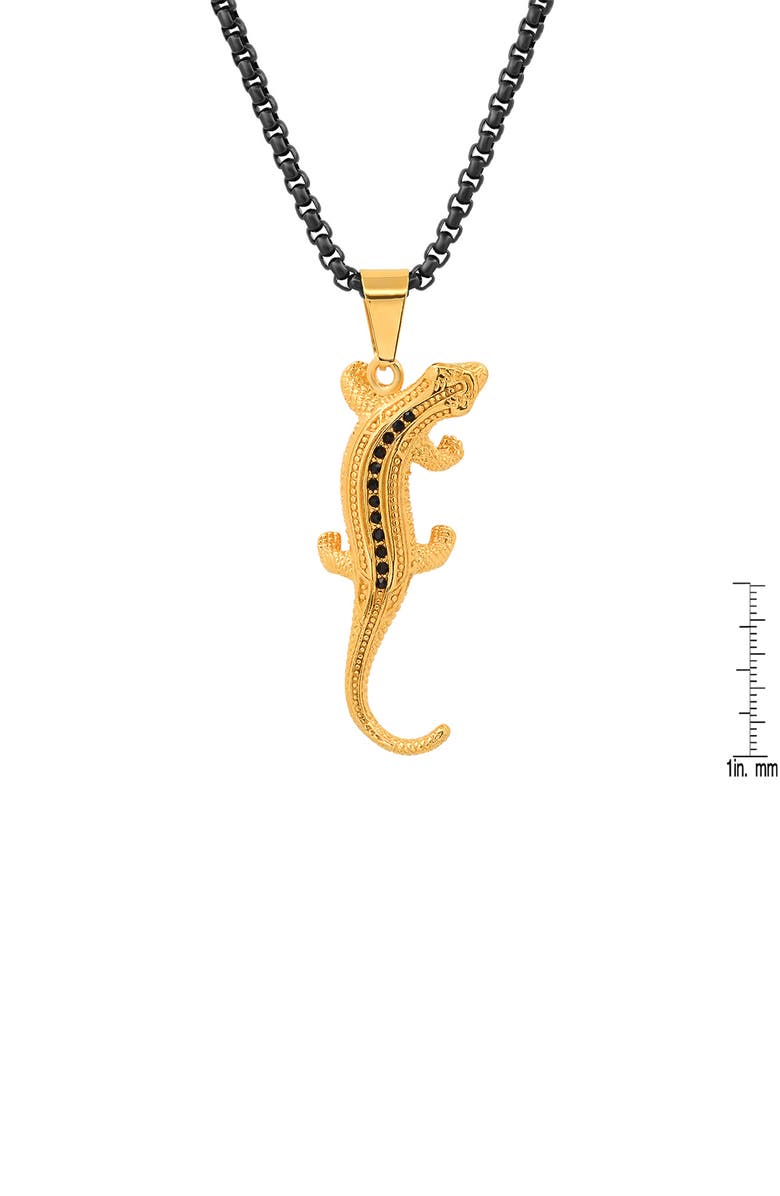 STEELTIME HMY JEWELRY 18k Gold Plated Stainless Steel Two Tone Simulated Diamond Lizard Pendant Necklace, Alternate, color, Two Tone