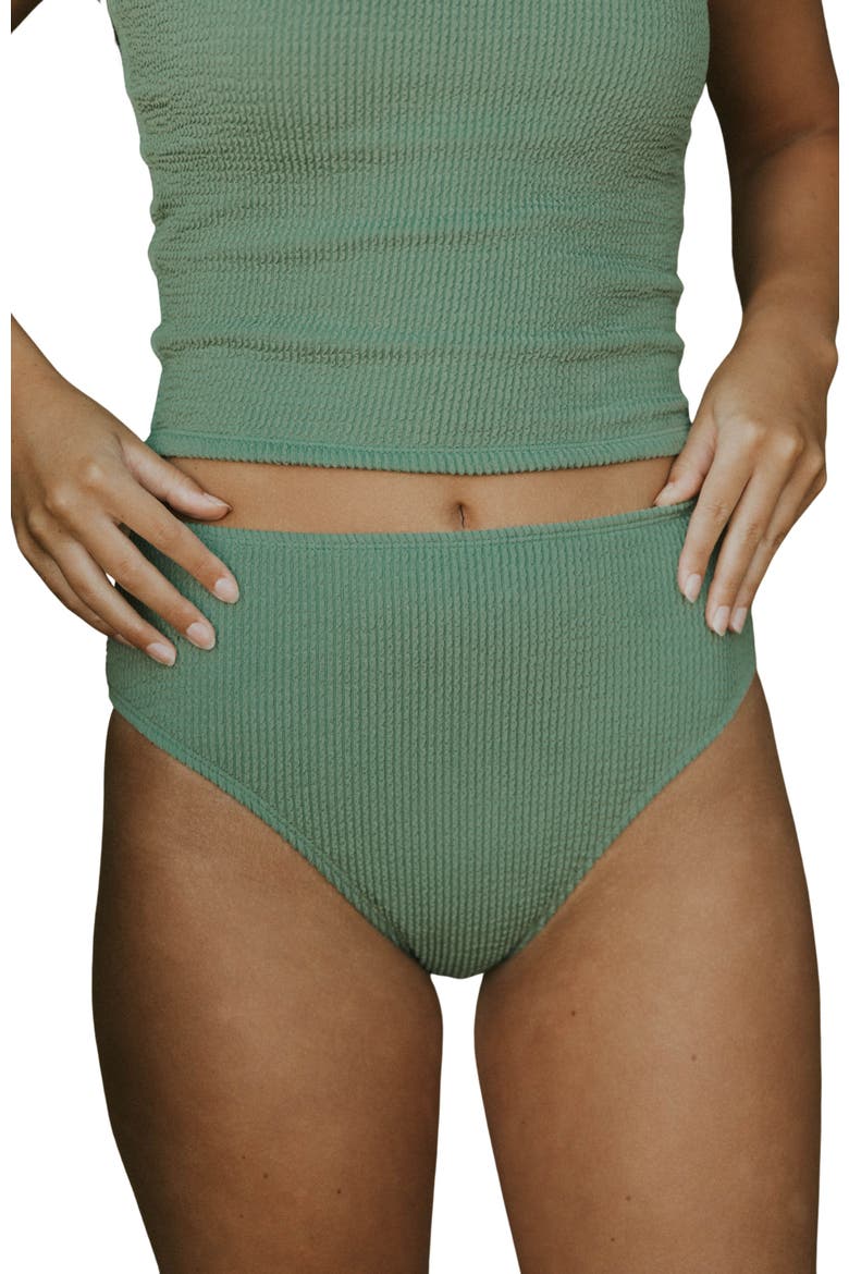 Oahu High Waisted Bikini Bottoms, Main, color, Green