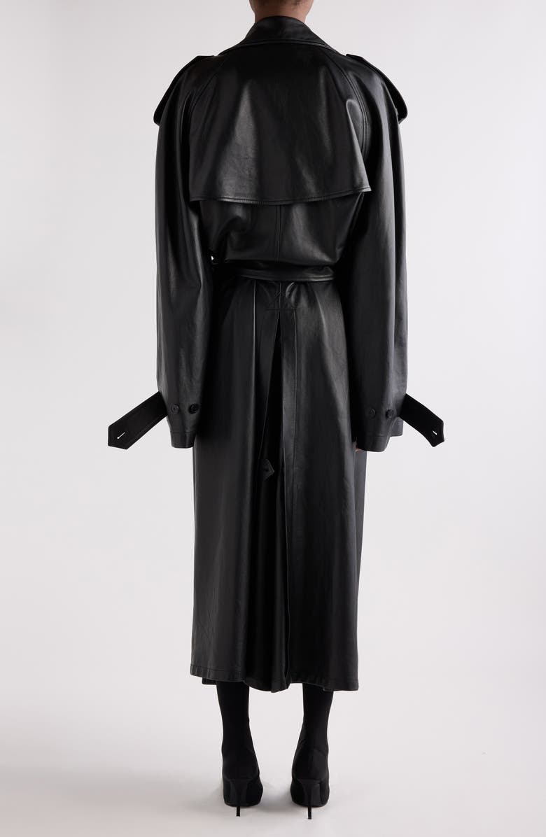 Balenciaga Double Belted Leather Trench Coat, Alternate, color,