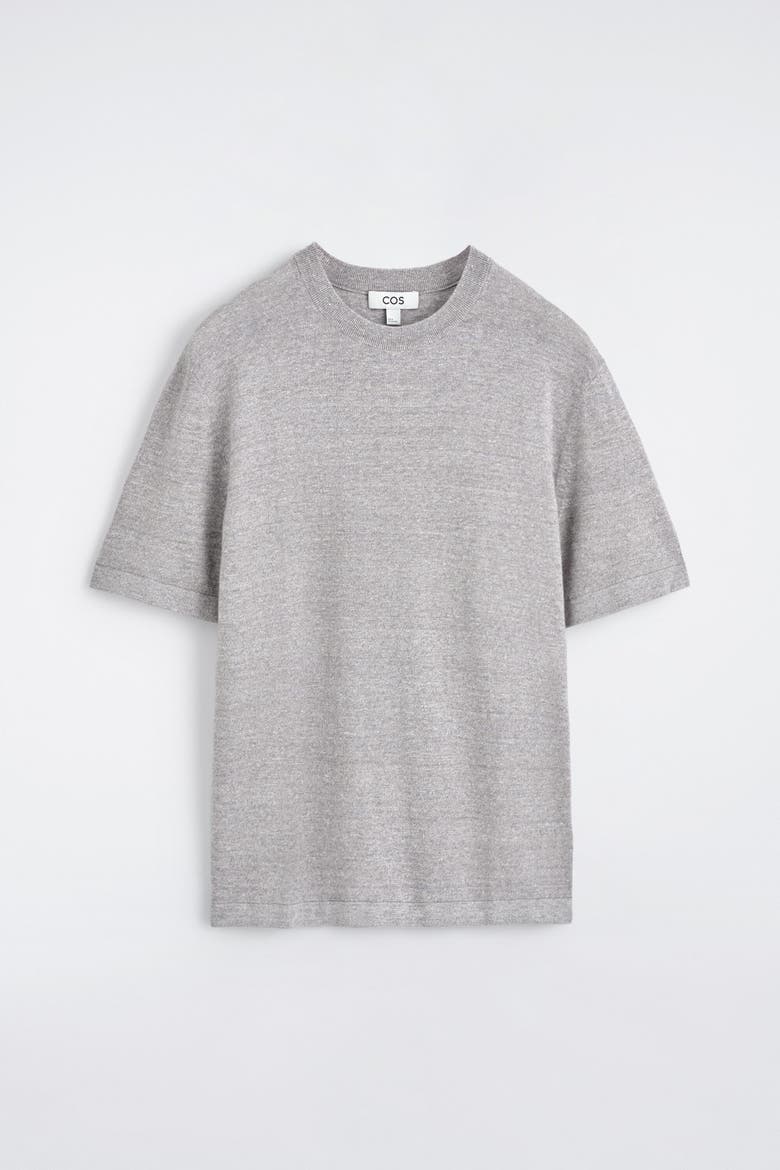 Knitted Linen T-Shirt, Alternate, color, GRAY MÉLANGE