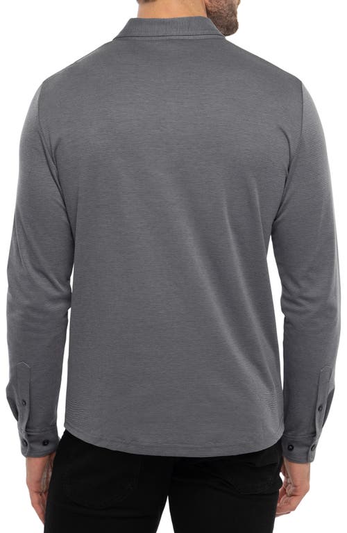 Travismathew State Room Textured Long Sleeve Polo In Heather Quiet Shade