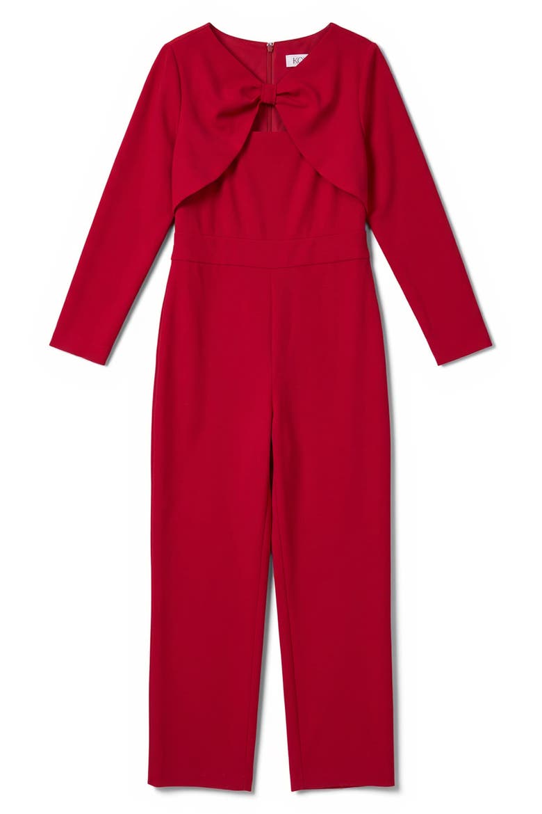 Bow Front Jumpsuit, Alternate, color, FIRE RED