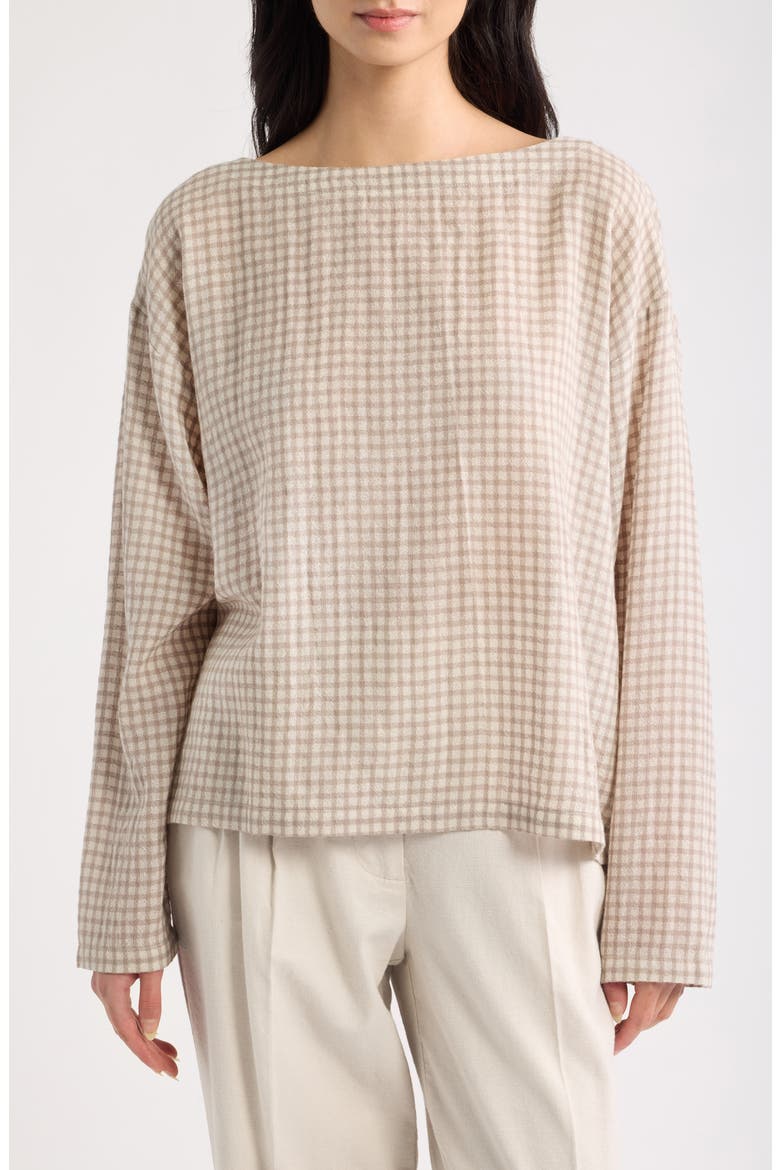Boxy Bateau Neck Wool & Organic Cotton Top, Alternate, color, PALE STRIPE