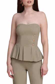 Strapless Pleated Peplum Top