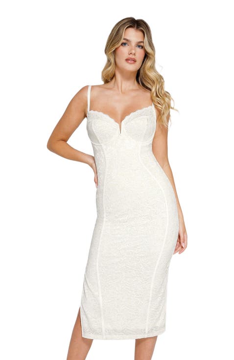 Shapewear All-Lace Hourglass Corset Side Slit Midi Dress