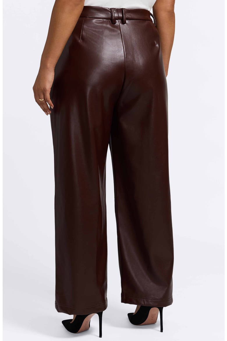 Ciara Wide Leg Faux Leather Pants, Alternate, color, CHICORY COFFEE