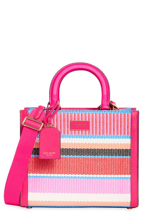manhattan striped woven straw tote