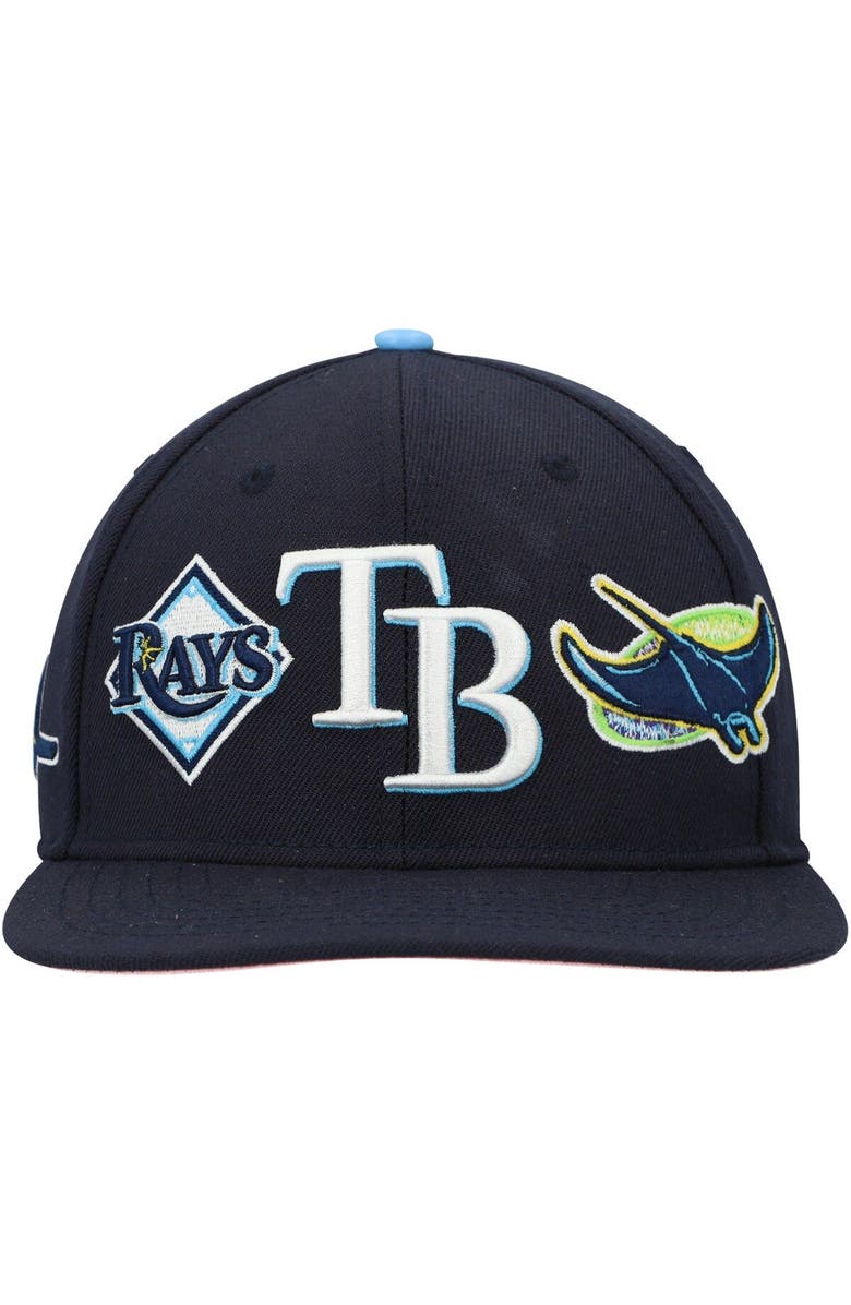 PRO STANDARD Men's Pro Standard Navy Tampa Bay Rays Double City Pink Undervisor Snapback Hat, Alternate, color,