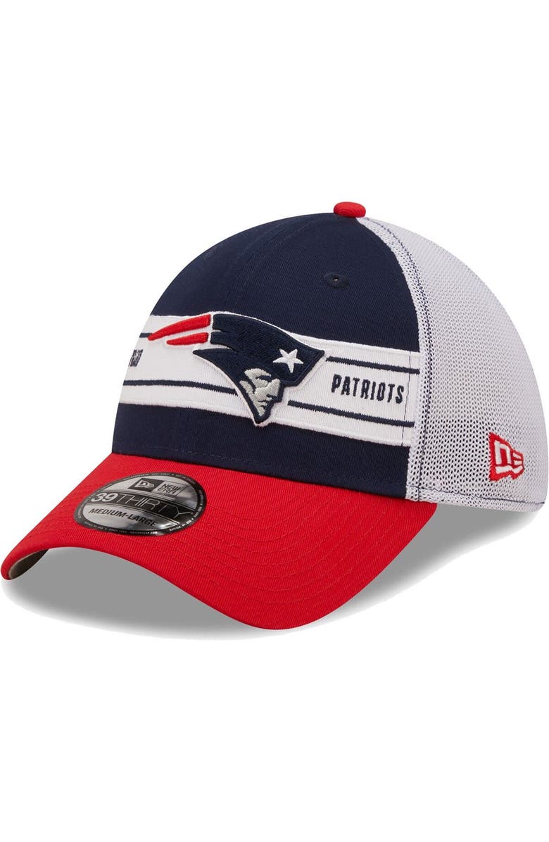 New Era Men's New Era Navy/Red New England Patriots Team Banded 39THIRTY Flex Hat, Main, color,