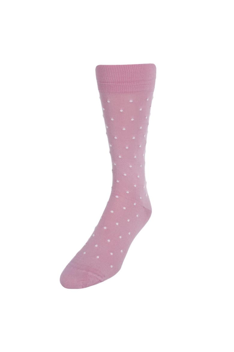 Leo Polka Dot Mercerized Cotton Mid-Calf Socks, Main, color, Pink with White Dots