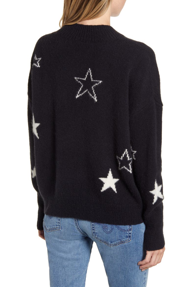 Kana Star Detail Merino Wool & Cashmere Sweater, Alternate, color, MIDNIGHT IVORY STARS