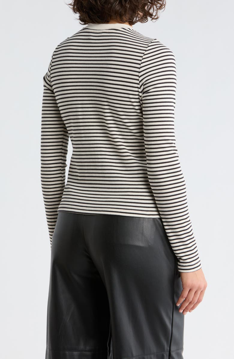 DKNY Jeans Rib Knit Cardigan, Alternate, color, Eggnog/ Black