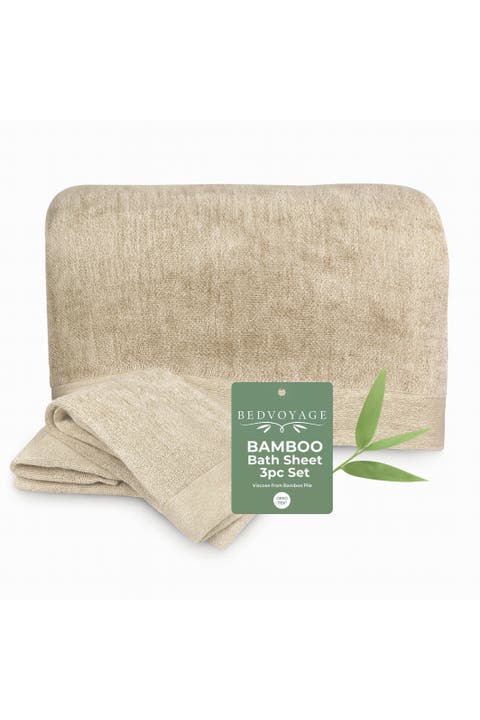 Melange Viscose Cotton Blend Odor & Mildew Resistant Bath Sheet & Hand Towel Set