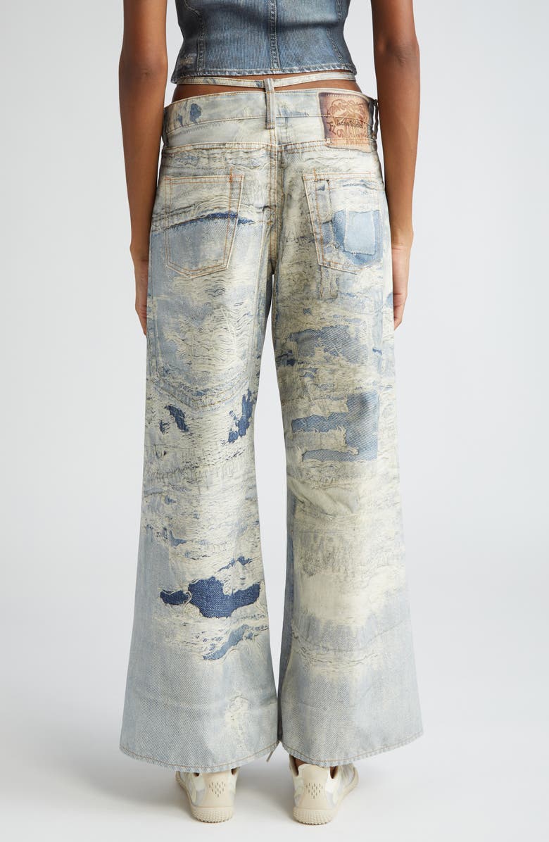 Acne Studios Rip & Repair Denim Wide Leg Jeans, Alternate, color, 