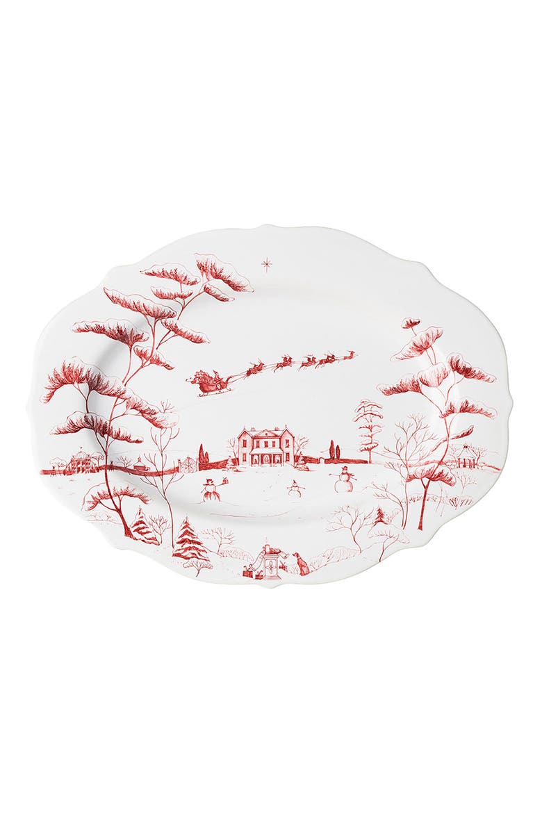 Country Estate Winter Frolic Ruby Christmas Eve Serving Platter, Main, color, RUBY