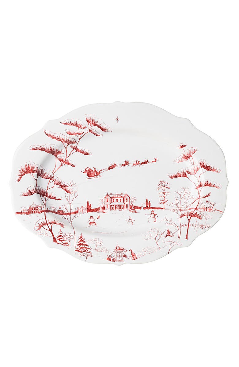 Juliska Country Estate Winter Frolic Ruby Christmas Eve Serving Platter, Main, color, Ruby