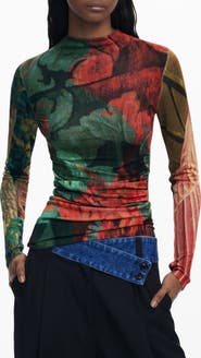 Desigual Printed Mock Neck Sweater