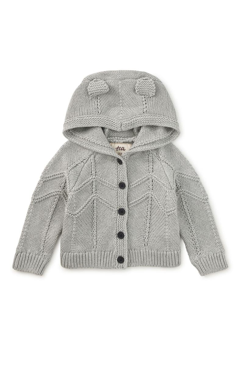 Tea Collection Creature Comfort Baby Cardigan, Main, color, Med Heather Grey