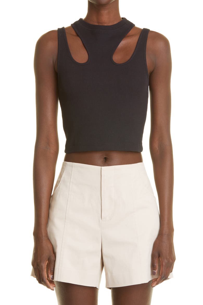 Gender Inclusive R2 Cutout Crop Tank, Main, color, BLACK