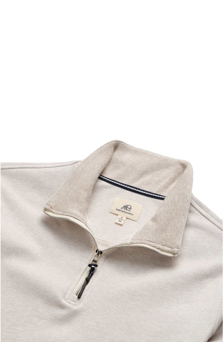Surfside Supply Co. Bobby Stripe Fleece Quarter Zip, Alternate, color, Taupe Heather
