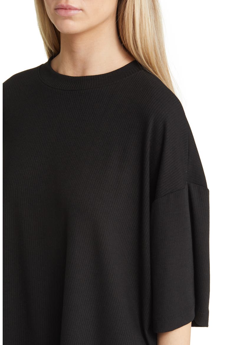 Lex Ribbed Oversize T-Shirt & High Waist Crop Pants Set, Alternate, color, BLACK