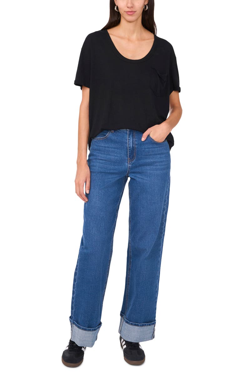 1.STATE Linen Blend Slub Pocket T-Shirt, Alternate, color, Rich Black