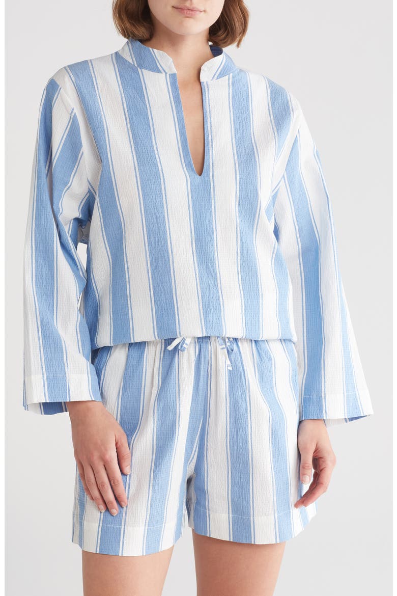 Feluka Stripe Stretch Cotton Short Pajamas, Main, color, BLUE