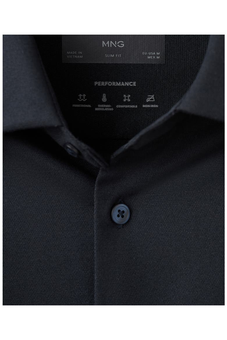 Slim Fit Cotton Blend Button-Up Shirt, Alternate, color, NAVY
