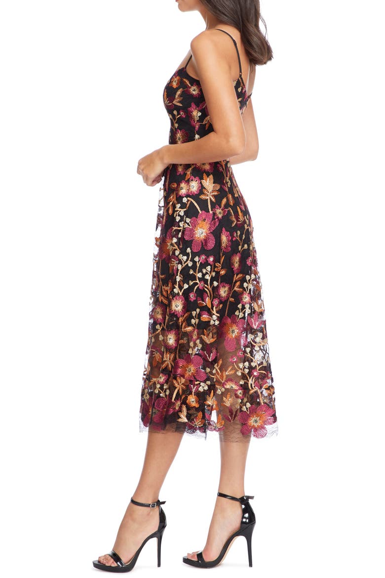 Uma Floral Embroidered Lace Dress, Alternate, color, MAROON/BLACK MU