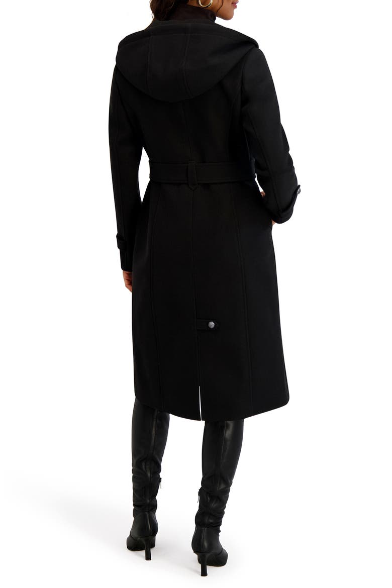 Belted Plush Trench Coat, Alternate, color, BLACK